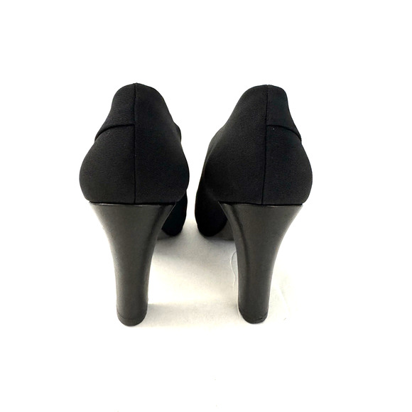 Eileen Fisher Pumps 8 Cone Heels Black Fabric Upper Leather Lined Capsule Office - Picture 9 of 11